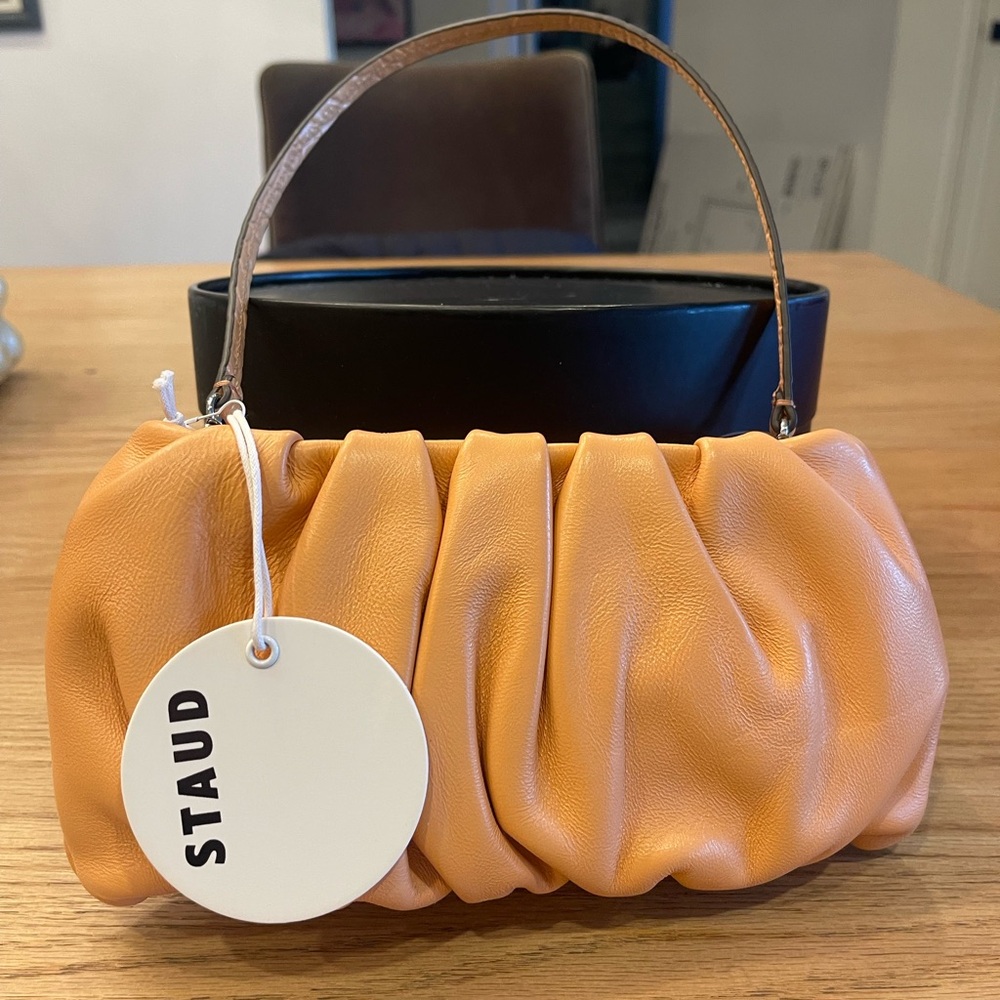 STAUD Gathered Orange Clutch